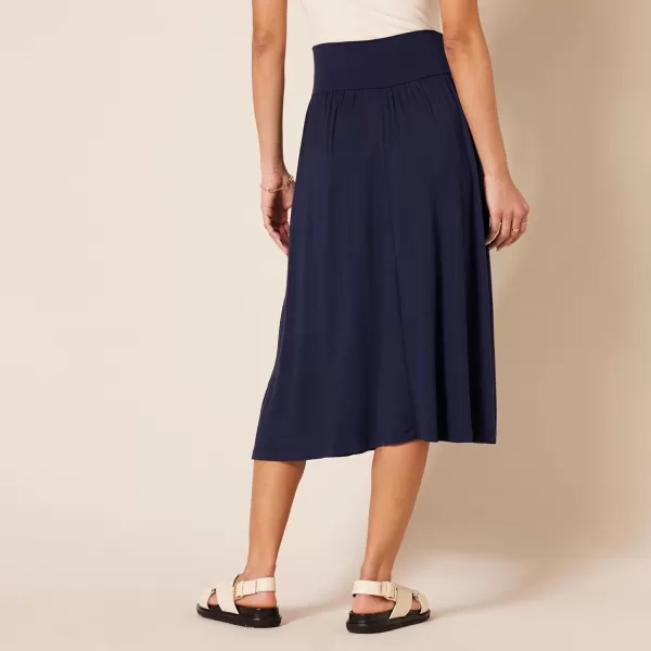 Amazon Essentials Womens Jersey Pull On Midi Length SkirtNavy