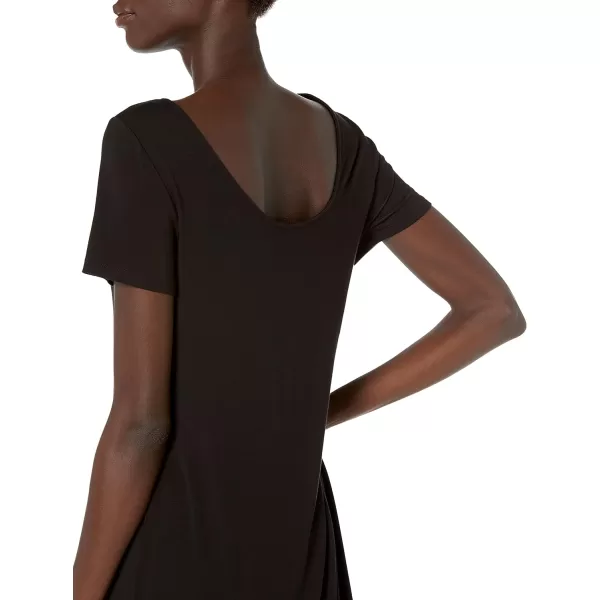 Amazon Essentials Womens Jersey RegularFit BalletBack tShirt Dress Previously Daily RitualSustainably Sourced Rayon Blend Black