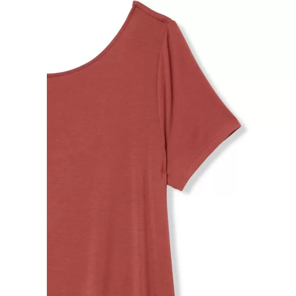 Amazon Essentials Womens Jersey RegularFit BalletBack tShirt Dress Previously Daily RitualSustainably Sourced Rayon Blend Brick Red