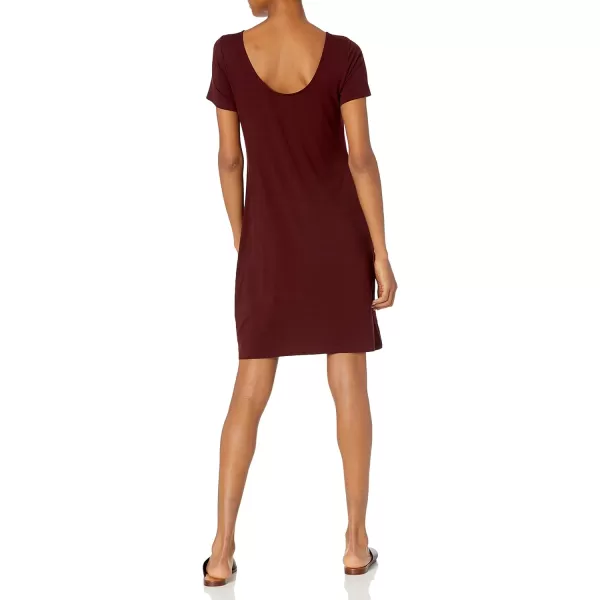 Amazon Essentials Womens Jersey RegularFit BalletBack tShirt Dress Previously Daily RitualSustainably Sourced Rayon Blend Dark Red