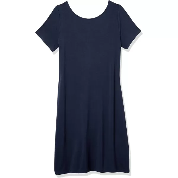 Amazon Essentials Womens Jersey RegularFit BalletBack tShirt Dress Previously Daily RitualSustainably Sourced Rayon Blend Navy