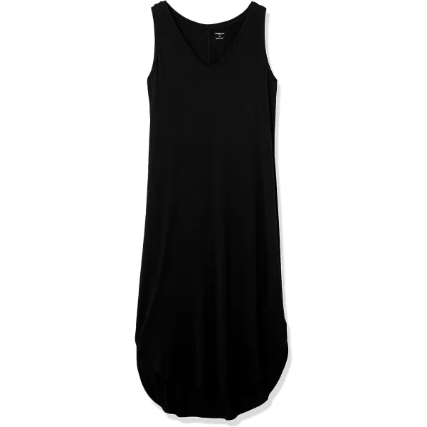 Amazon Essentials Womens Jersey RegularFit Sleeveless vNeck Midi Dress Previously Daily RitualRayon Blend Black