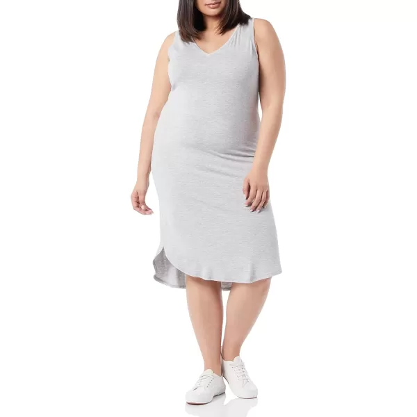 Amazon Essentials Womens Jersey RegularFit Sleeveless vNeck Midi Dress Previously Daily RitualRayon Blend Light Grey Heather