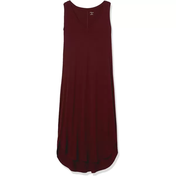 Amazon Essentials Womens Jersey RegularFit Sleeveless vNeck Midi Dress Previously Daily RitualSustainably Sourced Rayon Blend Dark Red