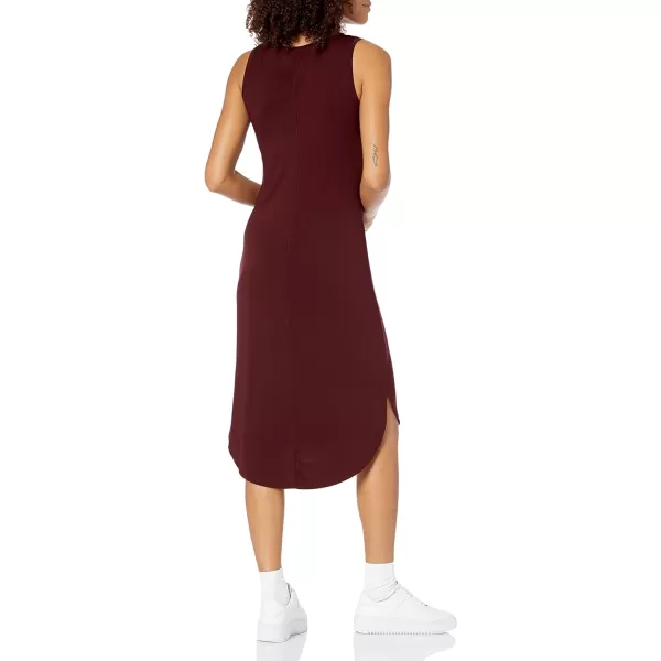 Amazon Essentials Womens Jersey RegularFit Sleeveless vNeck Midi Dress Previously Daily RitualSustainably Sourced Rayon Blend Dark Red