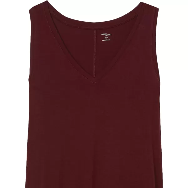 Amazon Essentials Womens Jersey RegularFit Sleeveless vNeck Midi Dress Previously Daily RitualSustainably Sourced Rayon Blend Dark Red
