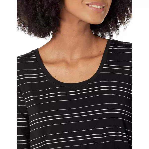 Amazon Essentials Womens Jersey RelaxedFit LongSleeve Scoopneck Swing Tunic Previously Daily RitualRayon Blend Black White Horizontal Stripe