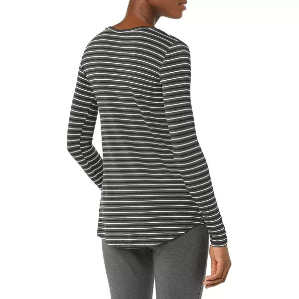 Amazon Essentials Womens Jersey RelaxedFit LongSleeve Scoopneck Swing Tunic Previously Daily RitualRayon Blend Charcoal Stripe