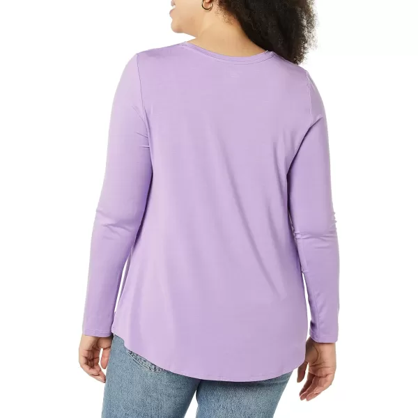 Amazon Essentials Womens Jersey RelaxedFit LongSleeve Scoopneck Swing Tunic Previously Daily RitualRayon Blend Lilac