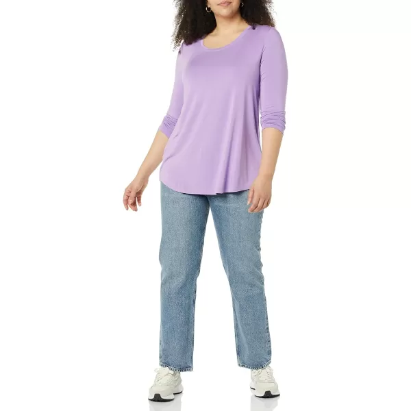 Amazon Essentials Womens Jersey RelaxedFit LongSleeve Scoopneck Swing Tunic Previously Daily RitualRayon Blend Lilac