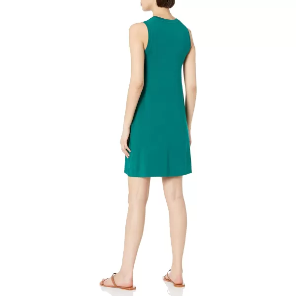 Amazon Essentials Womens Jersey RelaxedFit MuscleSleeve Swing Dress Previously Daily RitualRayon Blend Dark Emerald Green