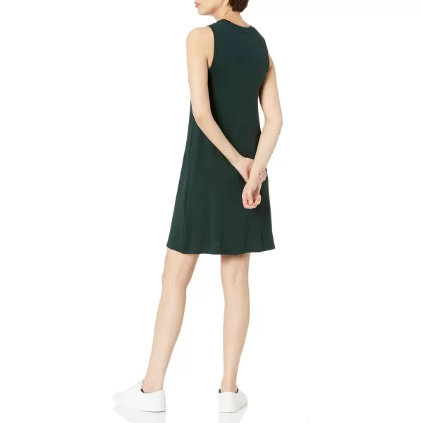 Amazon Essentials Womens Jersey RelaxedFit MuscleSleeve Swing Dress Previously Daily RitualRayon Blend Dark Green