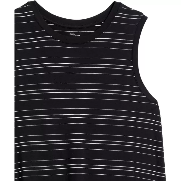 Amazon Essentials Womens Jersey RelaxedFit MuscleSleeve Swing Tunic Previously Daily RitualRayon Blend Black White Horizontal Stripe