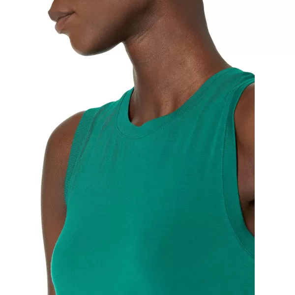 Amazon Essentials Womens Jersey RelaxedFit MuscleSleeve Swing Tunic Previously Daily RitualRayon Blend Dark Emerald Green