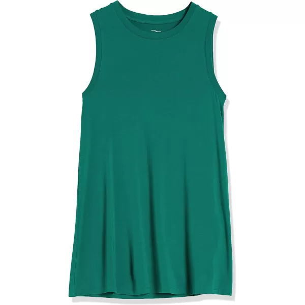 Amazon Essentials Womens Jersey RelaxedFit MuscleSleeve Swing Tunic Previously Daily RitualSustainably Sourced Rayon Blend Dark Emerald Green