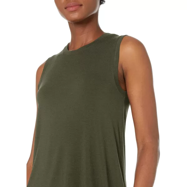 Amazon Essentials Womens Jersey RelaxedFit MuscleSleeve Swing Tunic Previously Daily RitualSustainably Sourced Rayon Blend Forest Green