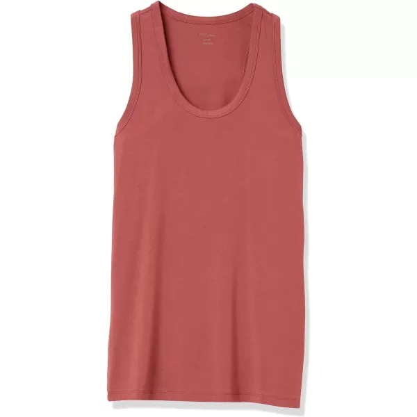 Amazon Essentials Womens Jersey Scoopneck Racerback Tank Top Previously Daily RitualSustainably Sourced Rayon Blend Brick Red