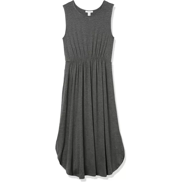 Amazon Essentials Womens Jersey Sleeveless Gathered Midi Dress Previously Daily RitualRayon Blend Charcoal Heather