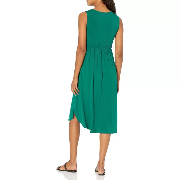 Amazon Essentials Womens Jersey Sleeveless Gathered Midi Dress Previously Daily RitualRayon Blend Dark Emerald Green