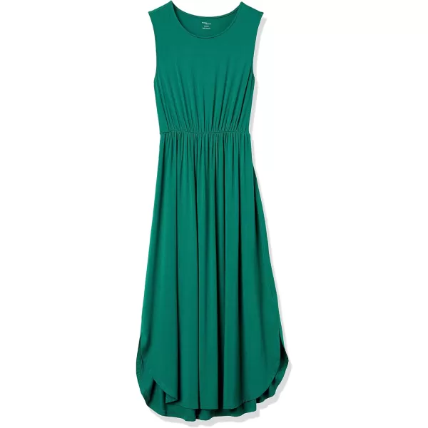 Amazon Essentials Womens Jersey Sleeveless Gathered Midi Dress Previously Daily RitualRayon Blend Dark Emerald Green