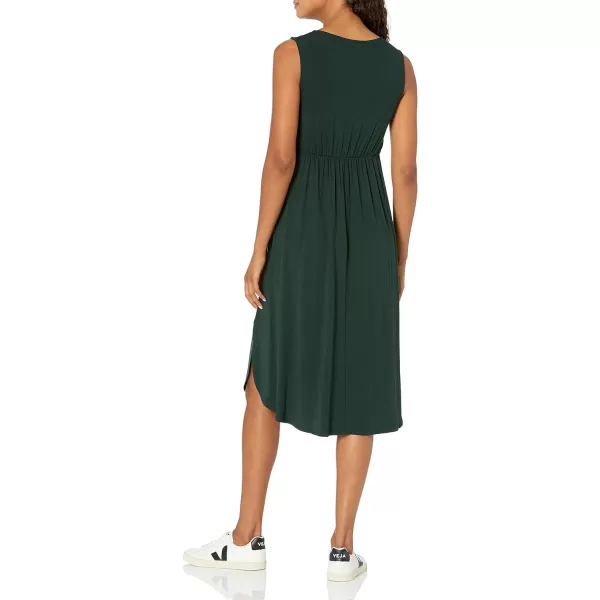 Amazon Essentials Womens Jersey Sleeveless Gathered Midi Dress Previously Daily RitualRayon Blend Deep Green