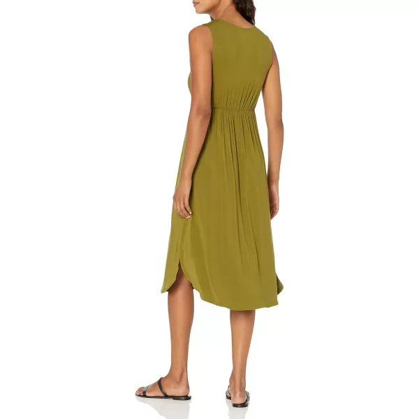 Amazon Essentials Womens Jersey Sleeveless Gathered Midi Dress Previously Daily RitualRayon Blend Olive