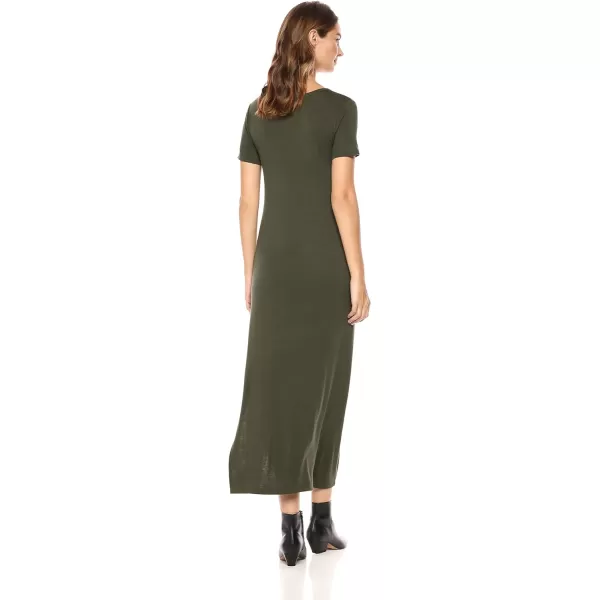 Amazon Essentials Womens Jersey StandardFit ShortSleeve Crewneck Side Slit Maxi Dress Previously Daily RitualForest Green