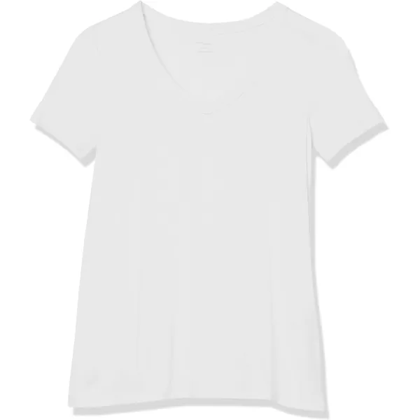 Amazon Essentials Womens Jersey StandardFit ShortSleeve VNeck TShirt Previously Daily RitualRayon Blend White