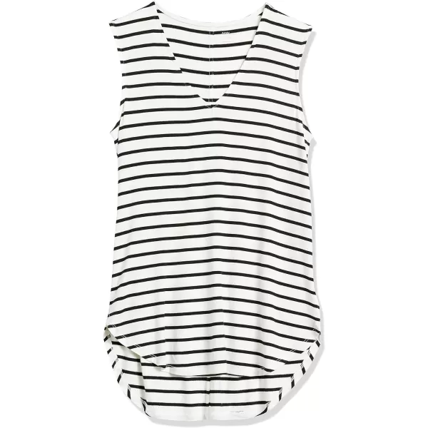 Amazon Essentials Womens Jersey StandardFit VNeck Tank Top Previously Daily Ritual Multipacks1 Black White Stripe