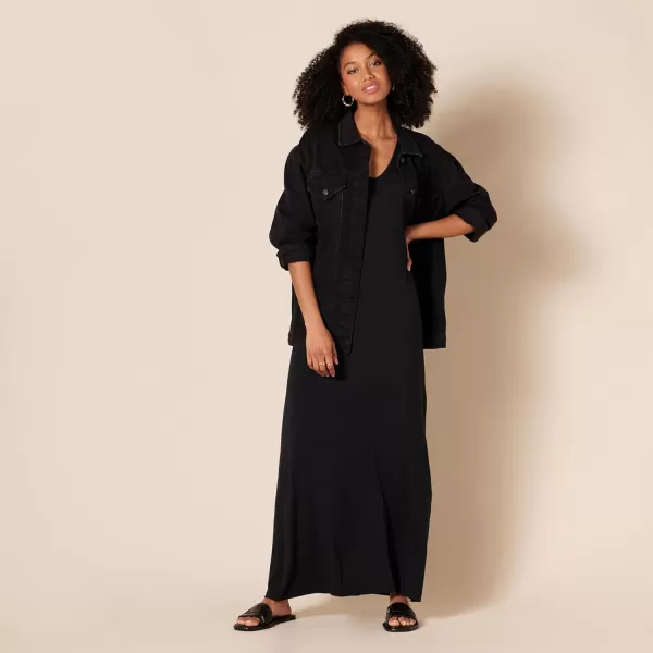 Amazon Essentials Womens Jersey VNeck Tank Maxi Length DressBlack