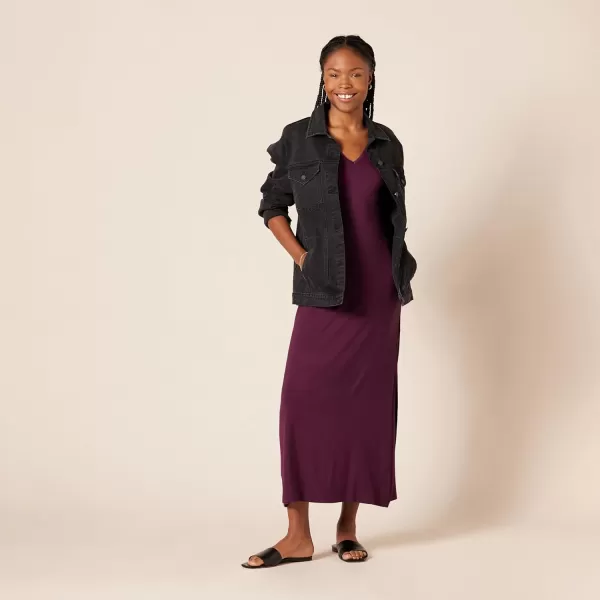 Amazon Essentials Womens Jersey VNeck Tank Maxi Length DressDark Purple
