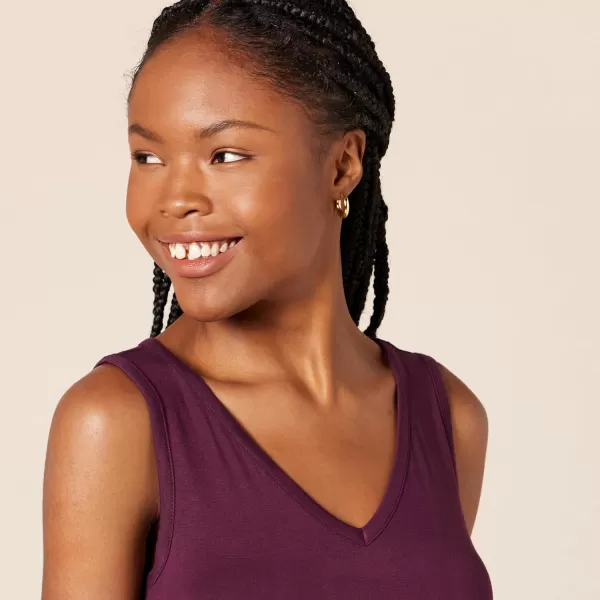 Amazon Essentials Womens Jersey VNeck Tank Maxi Length DressDark Purple
