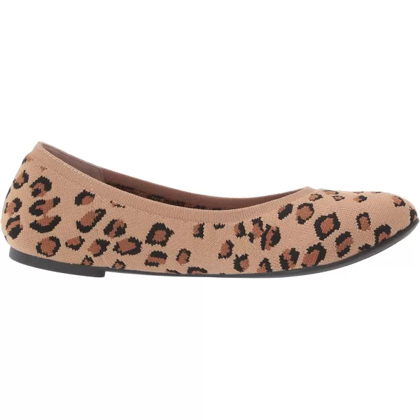 Amazon Essentials Womens Knit Ballet FlatBrown Leopard Print