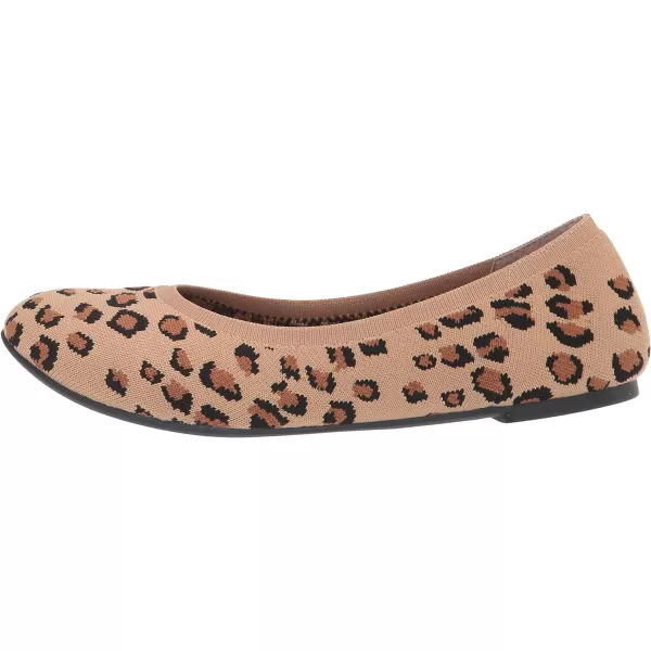 Amazon Essentials Womens Knit Ballet FlatBrown Leopard Print