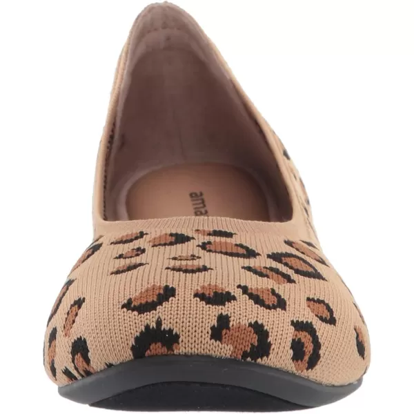 Amazon Essentials Womens Knit Ballet FlatBrown Leopard Print