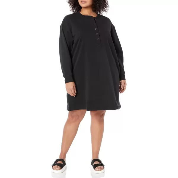 Amazon Essentials Womens Knit Henley Sweatshirt Dress Available in Plus SizeBlack