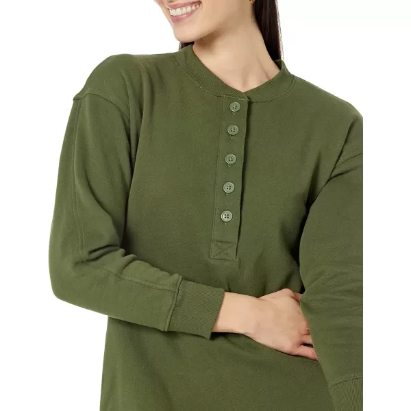 Amazon Essentials Womens Knit Henley Sweatshirt Dress Available in Plus SizeDark Olive