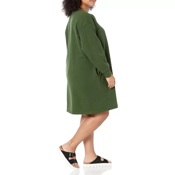 Amazon Essentials Womens Knit Henley Sweatshirt Dress Available in Plus SizeDark Olive