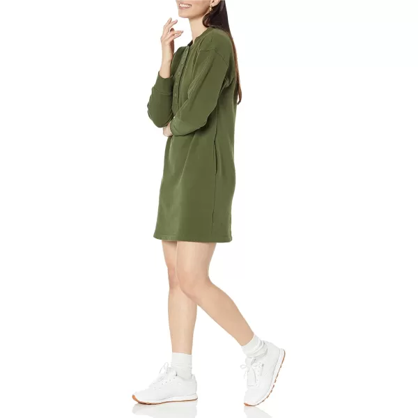 Amazon Essentials Womens Knit Henley Sweatshirt Dress Available in Plus SizeDark Olive