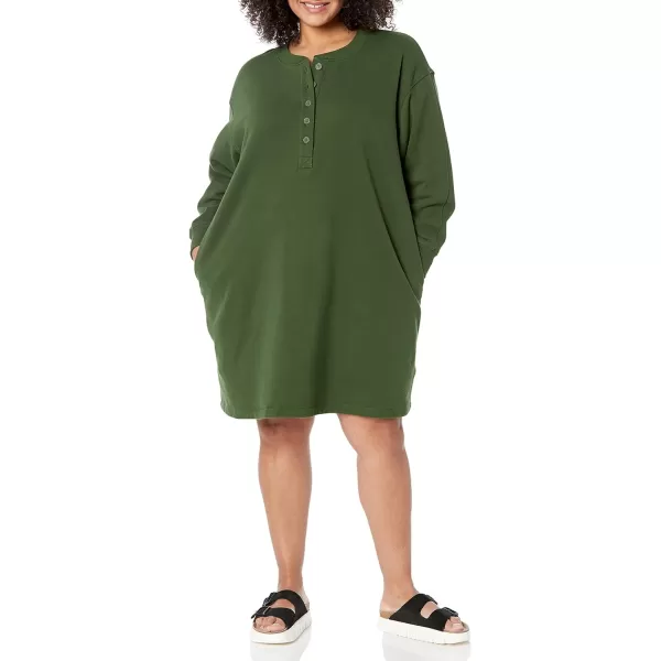 Amazon Essentials Womens Knit Henley Sweatshirt Dress Available in Plus SizeDark Olive