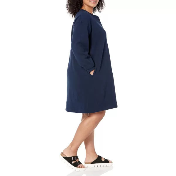 Amazon Essentials Womens Knit Henley Sweatshirt Dress Available in Plus SizeNavy