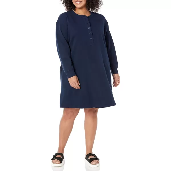Amazon Essentials Womens Knit Henley Sweatshirt Dress Available in Plus SizeNavy