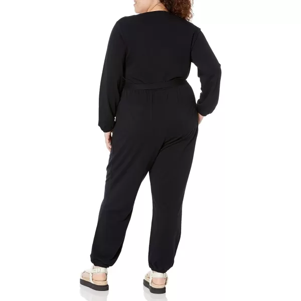 Amazon Essentials Womens Knit Surplice Jumpsuit Available in Plus SizeBlack