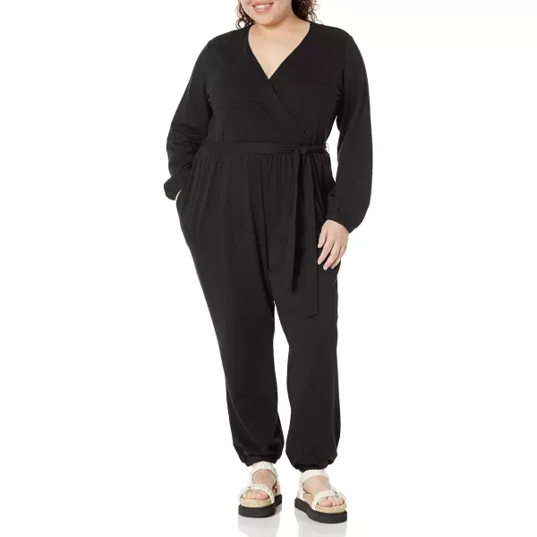 Amazon Essentials Womens Knit Surplice Jumpsuit Available in Plus SizeBlack