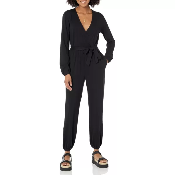 Amazon Essentials Womens Knit Surplice Jumpsuit Available in Plus SizeBlack