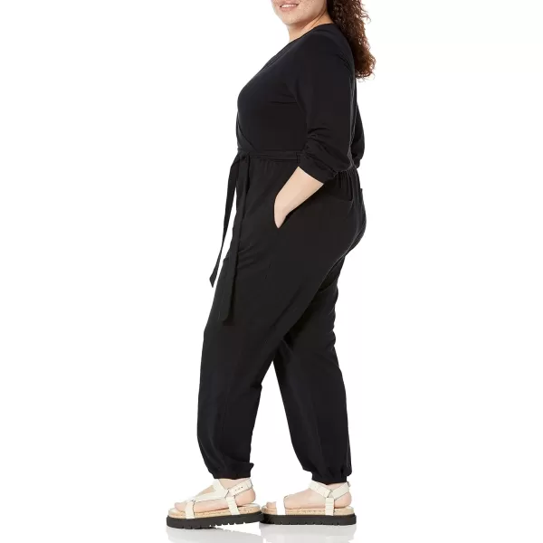 Amazon Essentials Womens Knit Surplice Jumpsuit Available in Plus SizeBlack