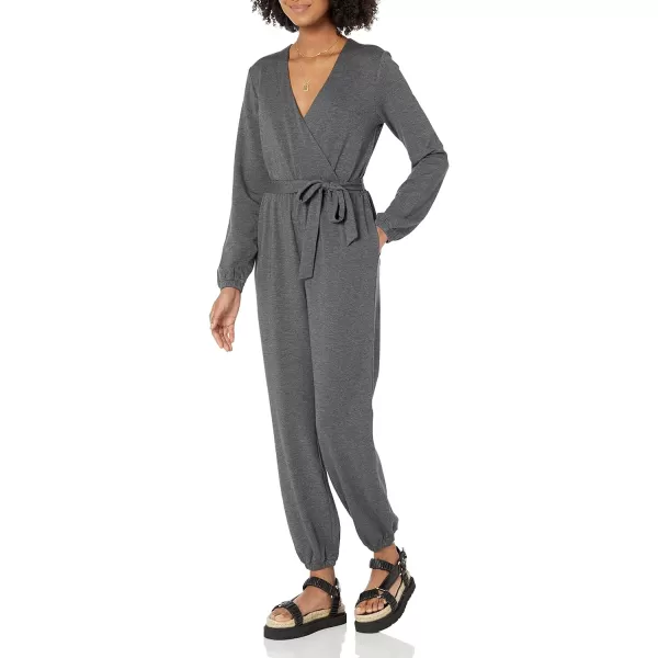 Amazon Essentials Womens Knit Surplice Jumpsuit Available in Plus SizeCharcoal Heather