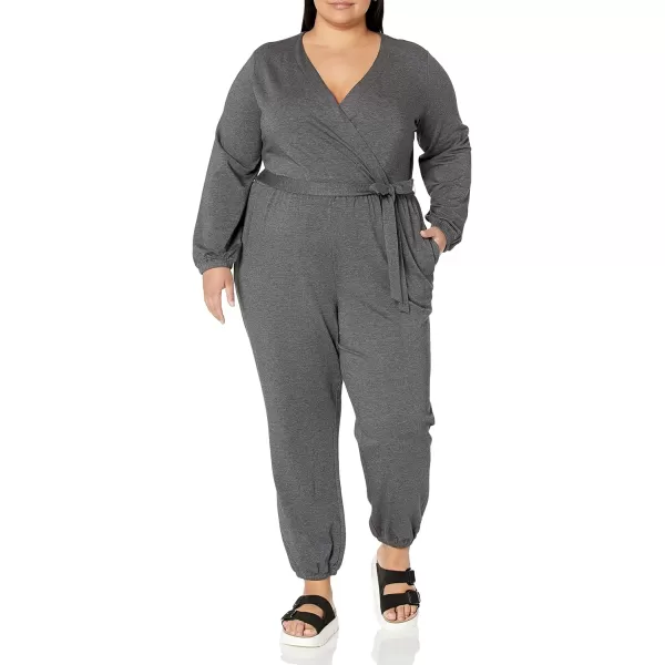 Amazon Essentials Womens Knit Surplice Jumpsuit Available in Plus SizeCharcoal Heather