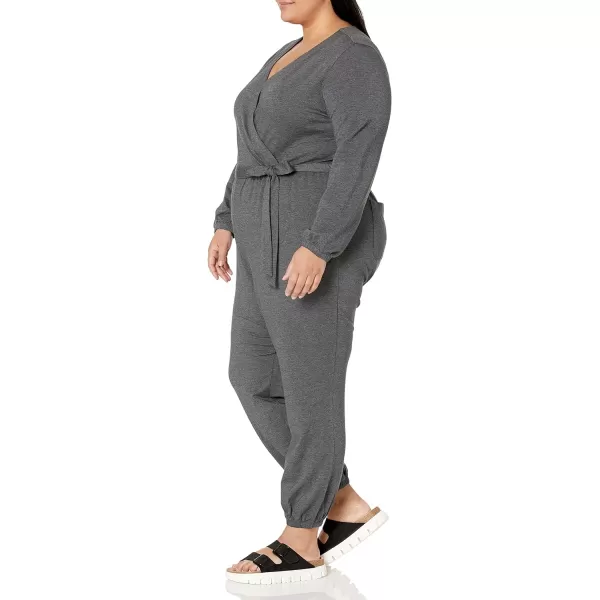 Amazon Essentials Womens Knit Surplice Jumpsuit Available in Plus SizeCharcoal Heather