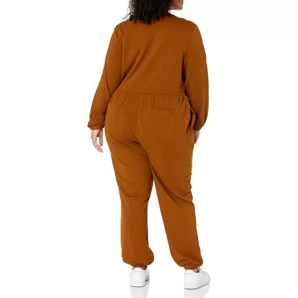 Amazon Essentials Womens Knit Surplice Jumpsuit Available in Plus SizeDark Chestnut Brown